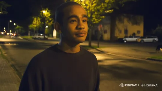 Contemplative Young Man on a Quiet Night Street – AI Generated Video | Hailuo AI
