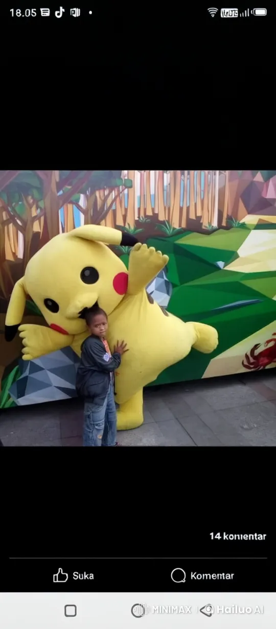 Giant Pikachu and Child Engage in Playful Kung Fu Fight – AI Generated Video | Hailuo AI