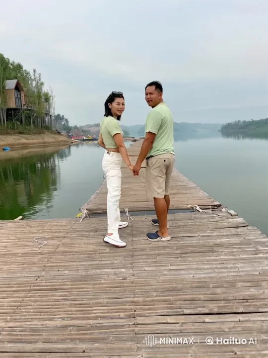 Couple Performs Synchronized Kung Fu on Lake Dock – AI Generated Video | Hailuo AI