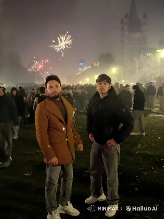 Nocturnal Kungfu Showdown Amidst Fireworks Celebration – AI Generated Video | Hailuo AI