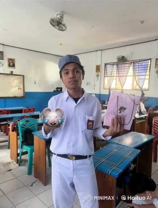 Student Performs Kung Fu in Classroom with Gift Bag – AI Generated Video | Hailuo AI