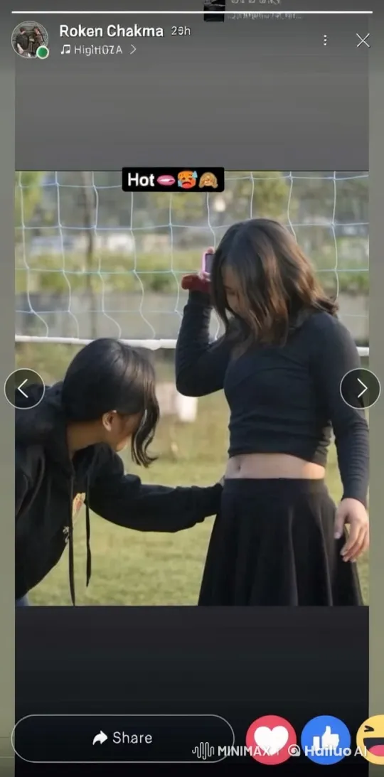 Girls in Park Chatting with Flirty Emojis – AI Generated Video | Hailuo AI