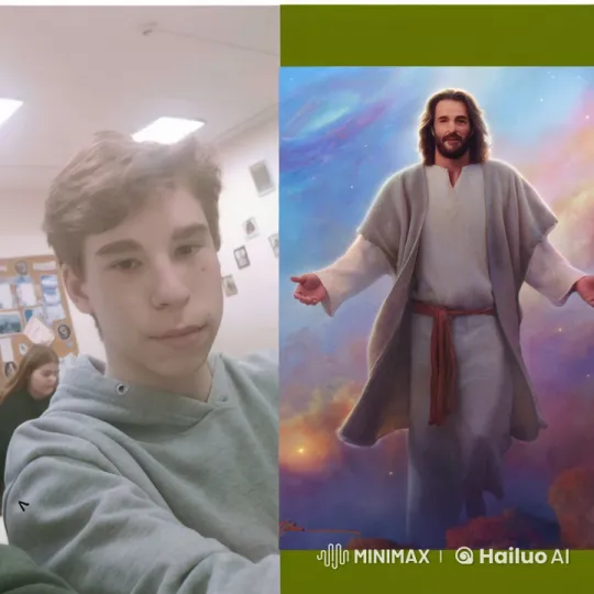 Boy Meets Celestial Figure in Embrace Video – AI Generated Video | Hailuo AI