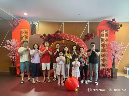 Nine People Perform Synchronized Kung Fu in Festive Setting – AI Generated Video | Hailuo AI