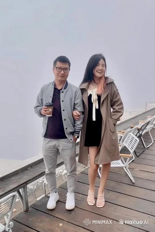 Couple Engages in Graceful Kung Fu Duel on Misty Deck – AI Generated Video | Hailuo AI
