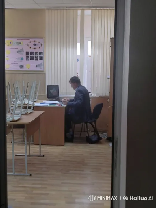 Man Falls from Chair in Office-like Classroom – AI Generated Video | Hailuo AI