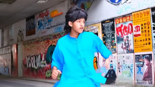 Young Martial Artist Showcases Skill in Urban Alley – AI Generated Video | Hailuo AI