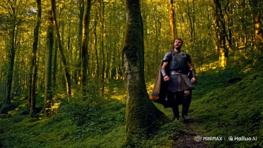 Celtic Warrior Advances Through Enchanted Forest – AI Generated Video | Hailuo AI