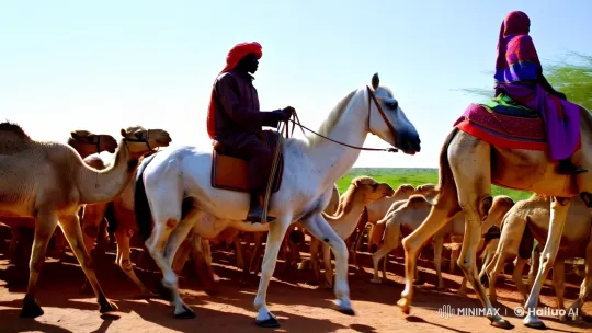 Traditional Chad Tribe Herds Camels to Well – AI Generated Video | Hailuo AI