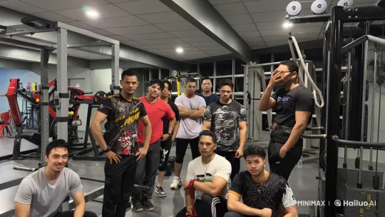 Ten Men Showcase Kung Fu Skills in Gym Setting – AI Generated Video | Hailuo AI