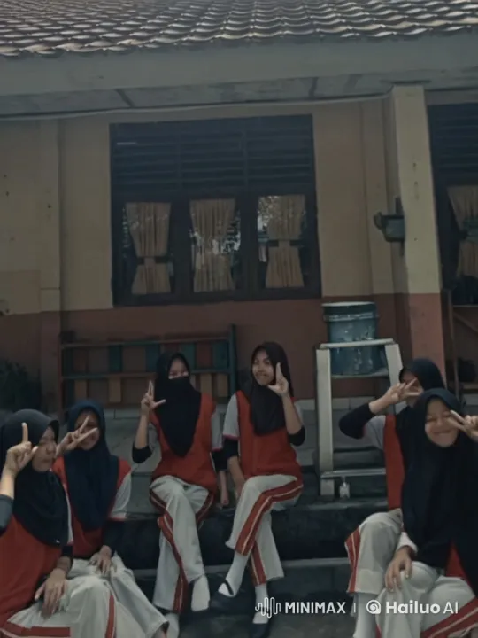 Schoolgirls Bonding on Steps with Hand Gestures – AI Generated Video | Hailuo AI