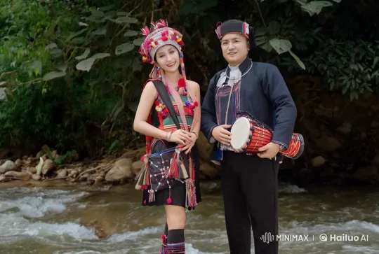 Traditional Tribal Kung Fu Performance with Drum Accompaniment – AI Generated Video | Hailuo AI