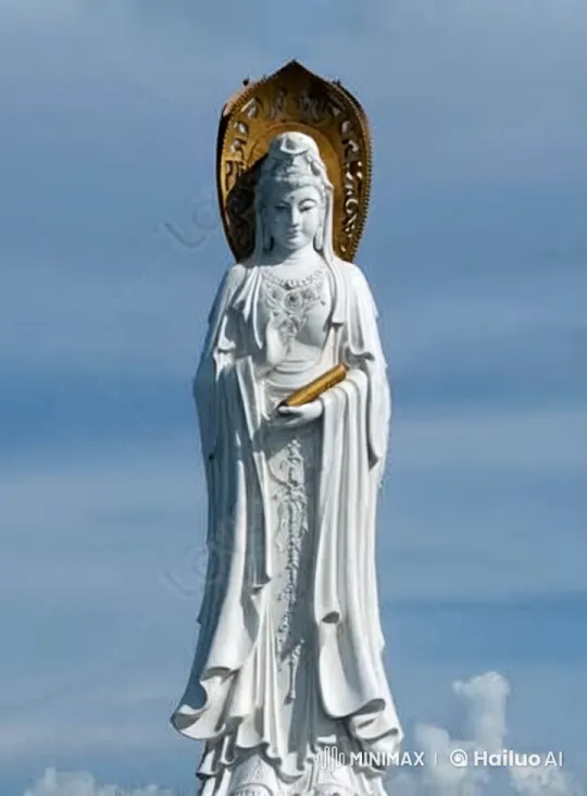 Serene Statue Amidst Sky and Swaying Robe – AI Generated Video | Hailuo AI
