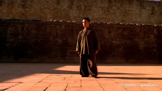 Aesthetic Kung Fu Master in Sunlit Courtyard – AI Generated Video | Hailuo AI