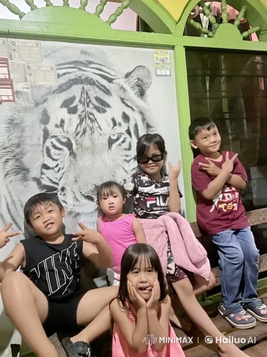 Children Displaying Superpowered Kungfu Skills in Front of Tiger Mural – AI Generated Video | Hailuo AI