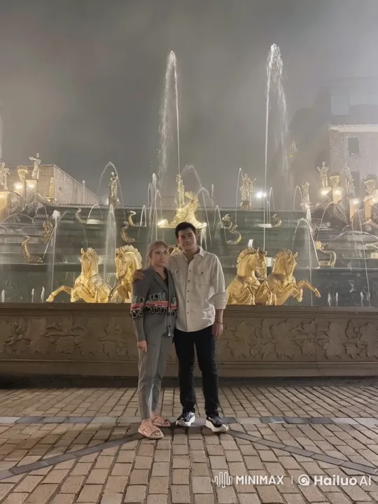 Couple's Epic Kung Fu Battle with Dynamic Fountain Background – AI Generated Video | Hailuo AI