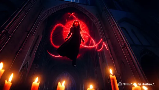 Mysterious Figure Levitates in Haunted Cathedral – AI Generated Video | Hailuo AI