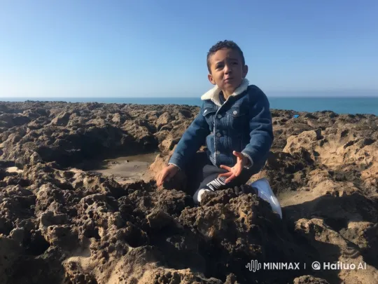 Child and Dog Play on Rocky Beach with Dolphins – AI Generated Video | Hailuo AI