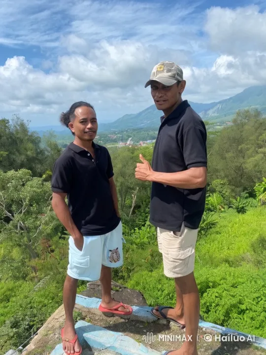 Two Men Enjoying Scenic Hillside View – AI Generated Video | Hailuo AI
