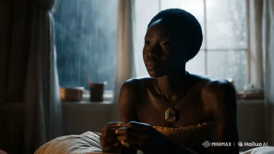 African Woman Reflects in Intimate, Rainy Room Atmosphere – AI Generated Video | Hailuo AI