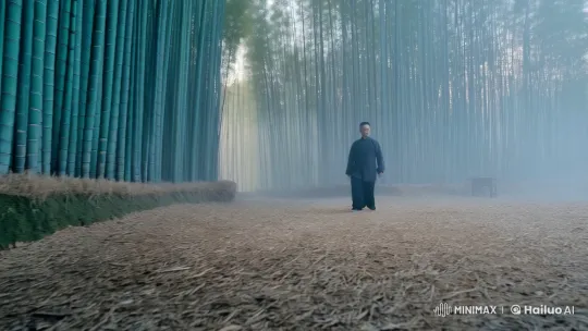 Misty Bamboo Forest: Kung Fu Master's Graceful Display – AI Generated Video | Hailuo AI