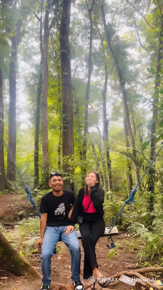 Casual Duo Perform Kung Fu on Forest Swing – AI Generated Video | Hailuo AI