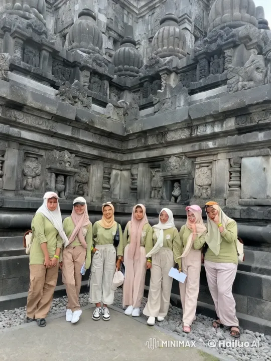 Women Perform Synchronized Jump in Front of Ancient Temple – AI Generated Video | Hailuo AI