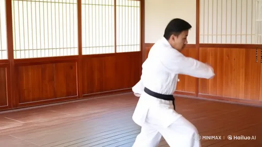 Wing Chun Master Demonstrates Skill in Serene Dojo – AI Generated Video | Hailuo AI