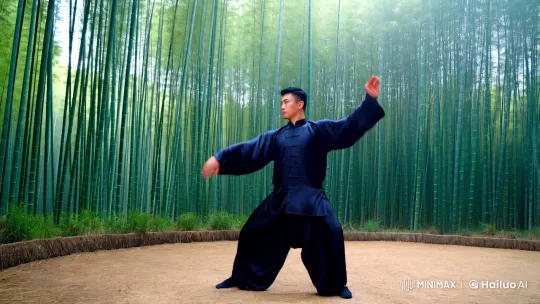 Martial Artist Performs Võ Kungfu in Bamboo Forest – AI Generated Video | Hailuo AI