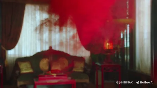Supernatural Woman in Red Cheongsam and Red Smoke Atmosphere – AI Generated Video | Hailuo AI