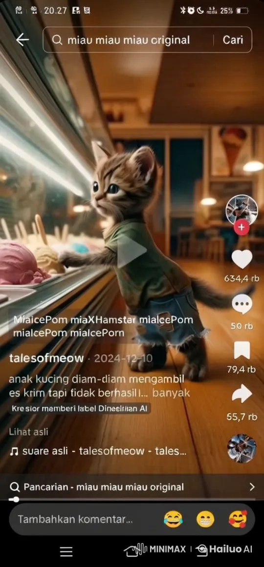 Kitten Yearns for Ice Cream in Cozy Parlor – AI Generated Video | Hailuo AI