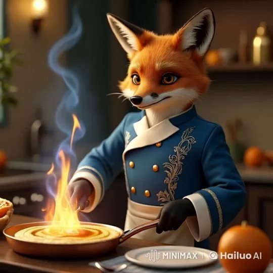 Elegant Fox Chef 'Remy' Prepares Crêpe Suzette – AI Generated Video | Hailuo AI