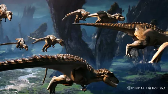 Majestic Dinosaurs Attack in Hyperrealistic Immortal Realm – AI Generated Video | Hailuo AI