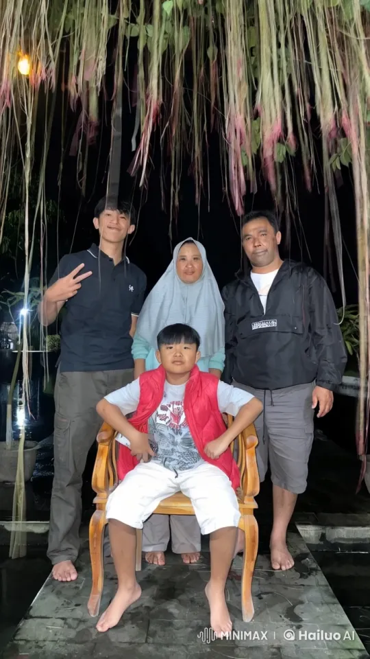Family Mimics Martial Arts Poses in Serene Setting – AI Generated Video | Hailuo AI