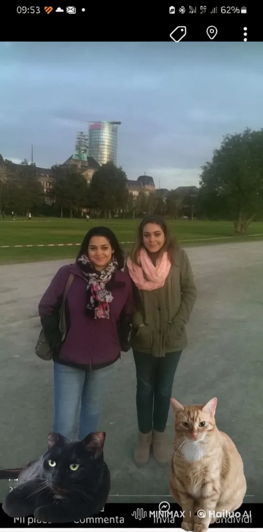 Tranquil Park Scene with Women and Cats at Dusk – AI Generated Video | Hailuo AI