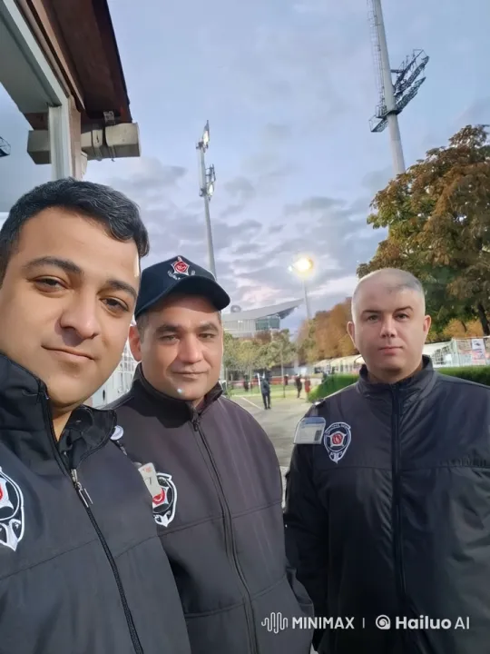 Security Team Performs Martial Arts Near Stadium – AI Generated Video | Hailuo AI