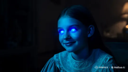 Mysterious Girl in Enchanting Blue Light Scene – AI Generated Video | Hailuo AI