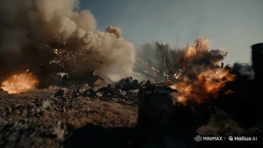 Soldier's Hyper-Speed Run Through a Chaotic Battlefield – AI Generated Video | Hailuo AI
