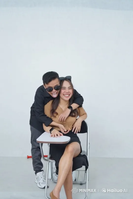 Couple in Love Embracing with Lively Background – AI Generated Video | Hailuo AI