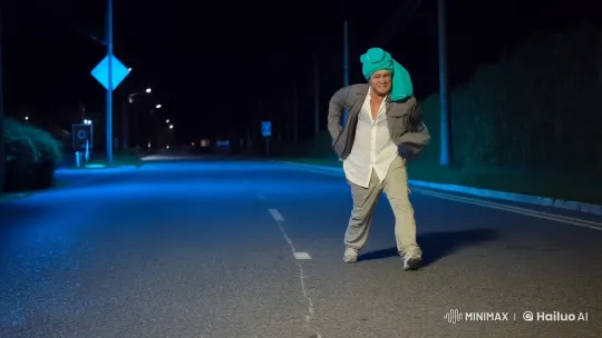 Rugged Man Breakdances Under Moonlight – AI Generated Video | Hailuo AI
