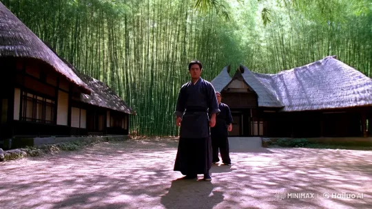 Ancient Village Duel: Martial Artists in Serene Bamboo Forest – AI Generated Video | Hailuo AI