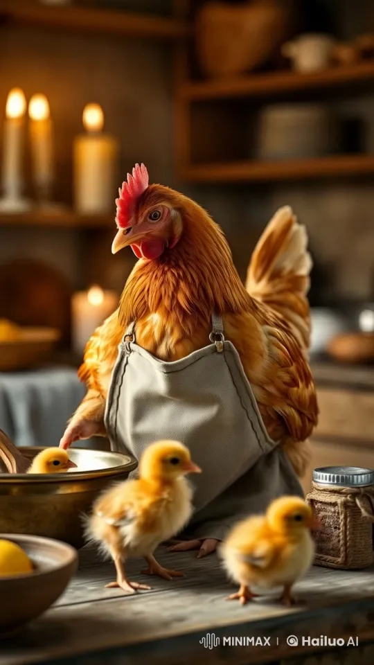 Mother Hen's Joyful Kitchen Scene in Live2D – AI Generated Video | Hailuo AI