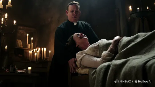 Exorcism Scene: Priest, Woman, and Visceral Horror – AI Generated Video | Hailuo AI