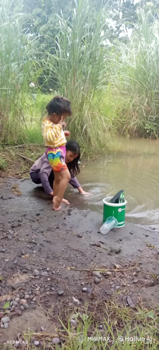 Children Playfully Fight and Splash by a Pond – AI Generated Video | Hailuo AI
