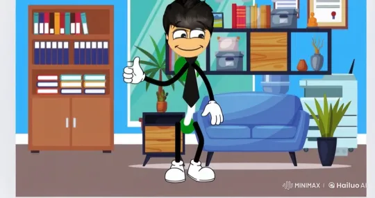 Animated Office Presentation by Confident Cartoon Character – AI Generated Video | Hailuo AI