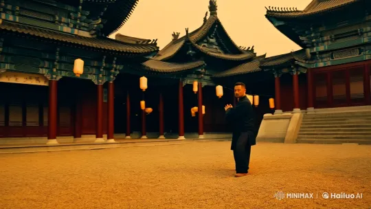 Ancient Chinese Courtyard: Kungfu Master's Graceful Battle – AI Generated Video | Hailuo AI