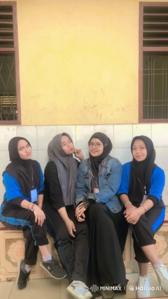 Four Women in Headscarves Casual Interaction on Bench – AI Generated Video | Hailuo AI