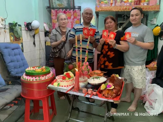Traditional Celebration with Festive Food and Red Envelopes – AI Generated Video | Hailuo AI