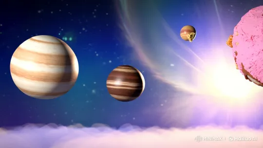 Dreamy Ice Cream Planets in Cosmic Ballet – AI Generated Video | Hailuo AI