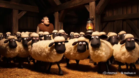 Sheep Turn Predators in Tense Barn Struggle – AI Generated Video | Hailuo AI